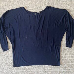 VINCE womens navy dolman 3/4 sleeve micromodal v neck top Size L XL